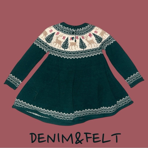 Tahari Baby Girls Fair Isle Christmas Sweater Dress & Tights | NEW/NWOT!!🎄🎄 - Picture 2 of 6
